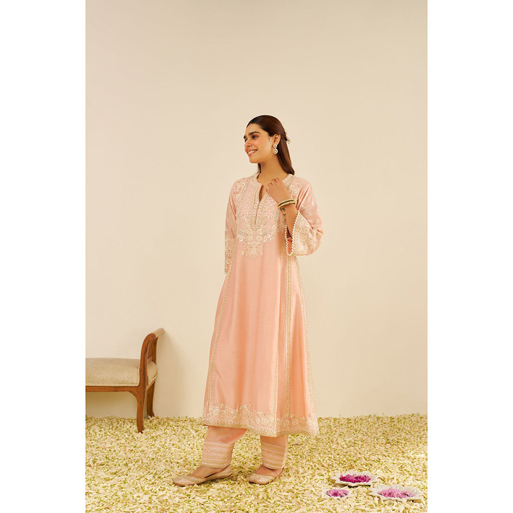 Sheetal Batra Pink Maaroofa Long Kurta with Salwar (Set of 2)