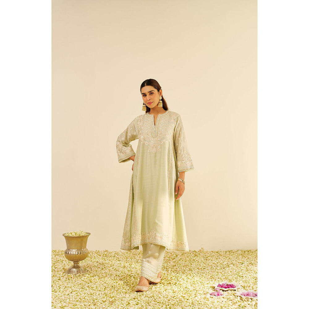 Sheetal Batra Green Maaroofa Long Kurta with Salwar (Set of 2)