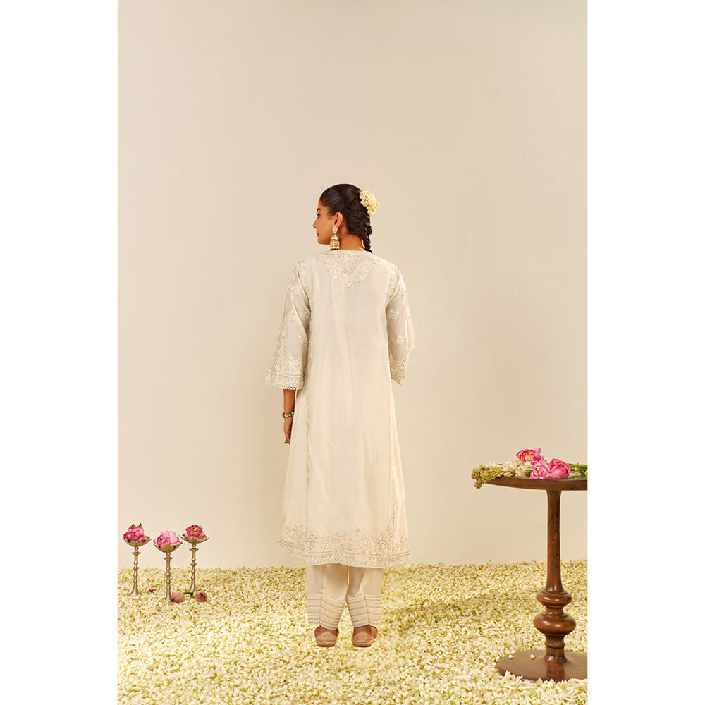 Sheetal Batra Ivory Maziya Long Kurta with Salwar and Dupatta (Set of 3)