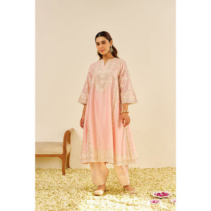 Sheetal Batra Pink Maziya Long Kurta with Salwar and Dupatta (Set of 3)
