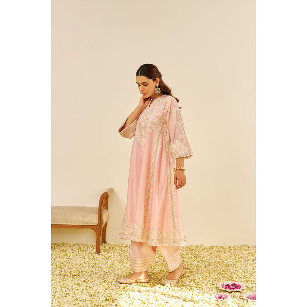 Sheetal Batra Pink Maziya Long Kurta with Salwar and Dupatta (Set of 3)