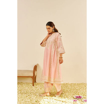 Sheetal Batra Pink Maziya Long Kurta with Salwar and Dupatta (Set of 3)