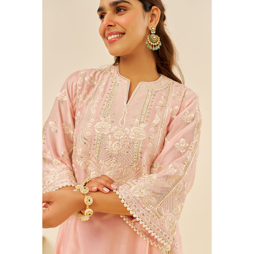 Sheetal Batra Pink Maziya Long Kurta with Salwar and Dupatta (Set of 3)