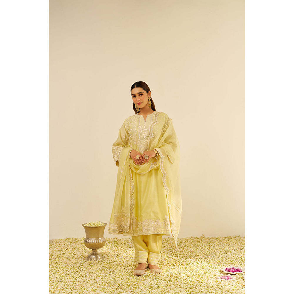 Sheetal Batra Yellow Maziya Long Kurta with Salwar and Dupatta (Set of 3)