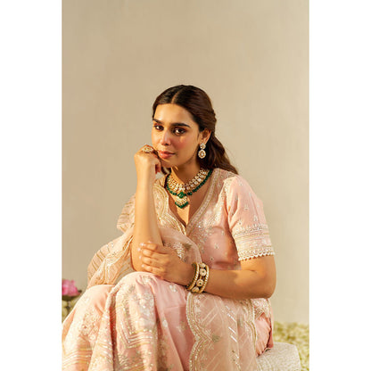 Sheetal Batra Pink Sameeha Short Kurta with Sharara and Dupatta (Set of 3)