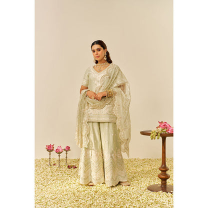 Sheetal Batra Green Sameeha Short Kurta with Sharara and Dupatta (Set of 3)