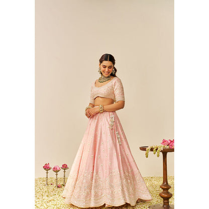 Sheetal Batra Pink Fida Lehenga with Blouse and Dupatta (Set of 3)