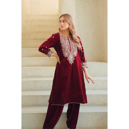 Sheetal Batra Naima - Silk Velvet Short Kurta With Salwar