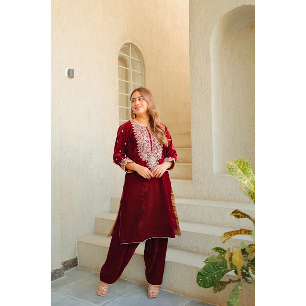 Sheetal Batra Naima - Silk Velvet Short Kurta With Salwar