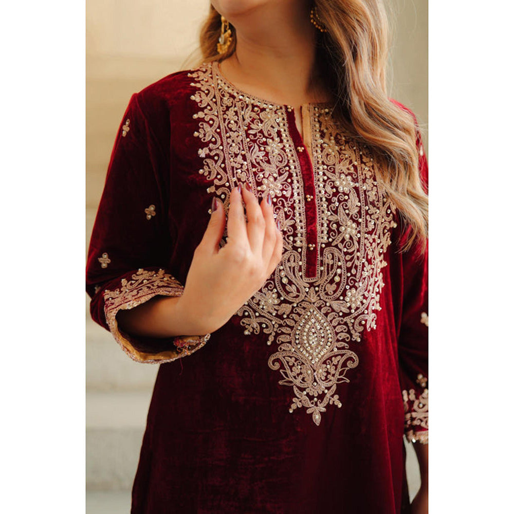 Sheetal Batra Naima - Silk Velvet Short Kurta With Salwar