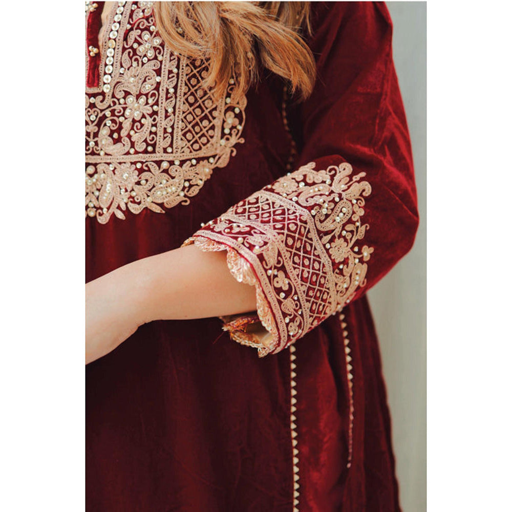 Sheetal Batra Nisreen - Silk Velvet Short Kalidaar Chauga With Salwar