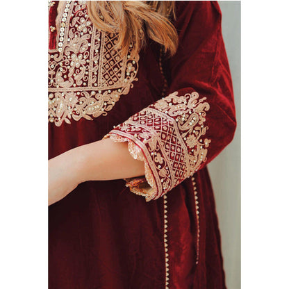 Sheetal Batra Nisreen - Silk Velvet Short Kalidaar Chauga With Salwar
