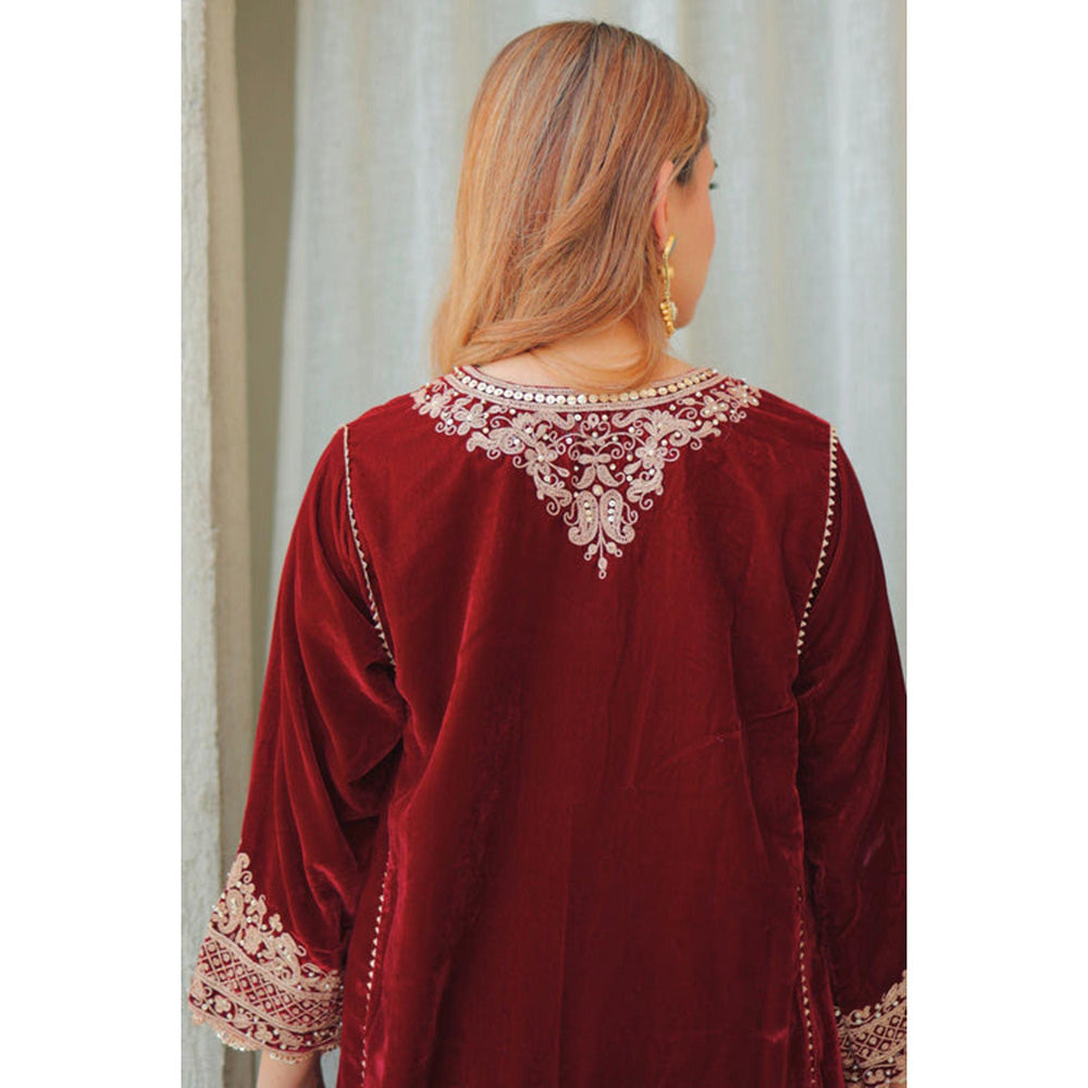Sheetal Batra Nisreen - Silk Velvet Short Kalidaar Chauga With Salwar