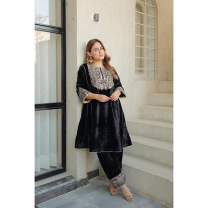 Sheetal Batra Nisreen - Silk Velvet Short Kalidaar Chauga With Salwar
