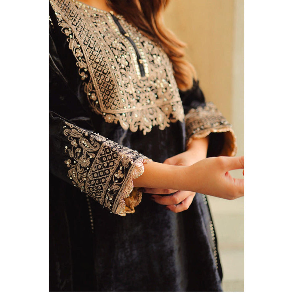 Sheetal Batra Nisreen - Silk Velvet Short Kalidaar Chauga With Salwar
