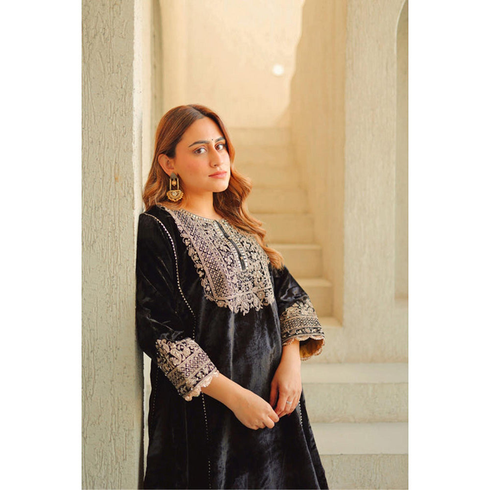 Sheetal Batra Nisreen - Silk Velvet Short Kalidaar Chauga With Salwar