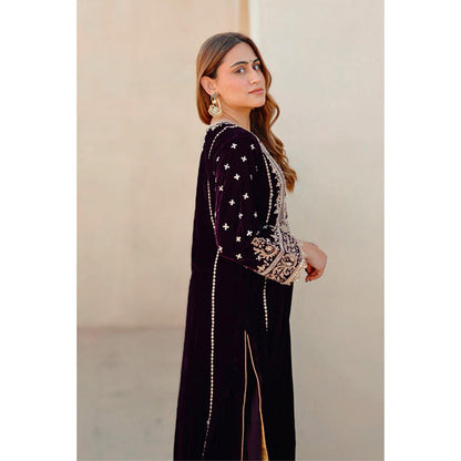 Sheetal Batra Marya - Silk Velvet Long A-Line Kurta With Salwar