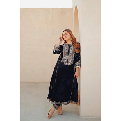 Sheetal Batra Marya - Silk Velvet Long A-Line Kurta With Salwar