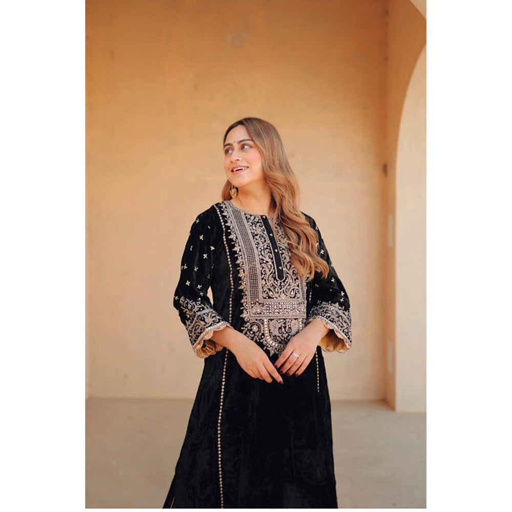 Sheetal Batra Marya - Silk Velvet Long A-Line Kurta With Salwar