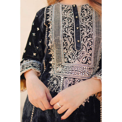 Sheetal Batra Marya - Silk Velvet Long A-Line Kurta With Salwar