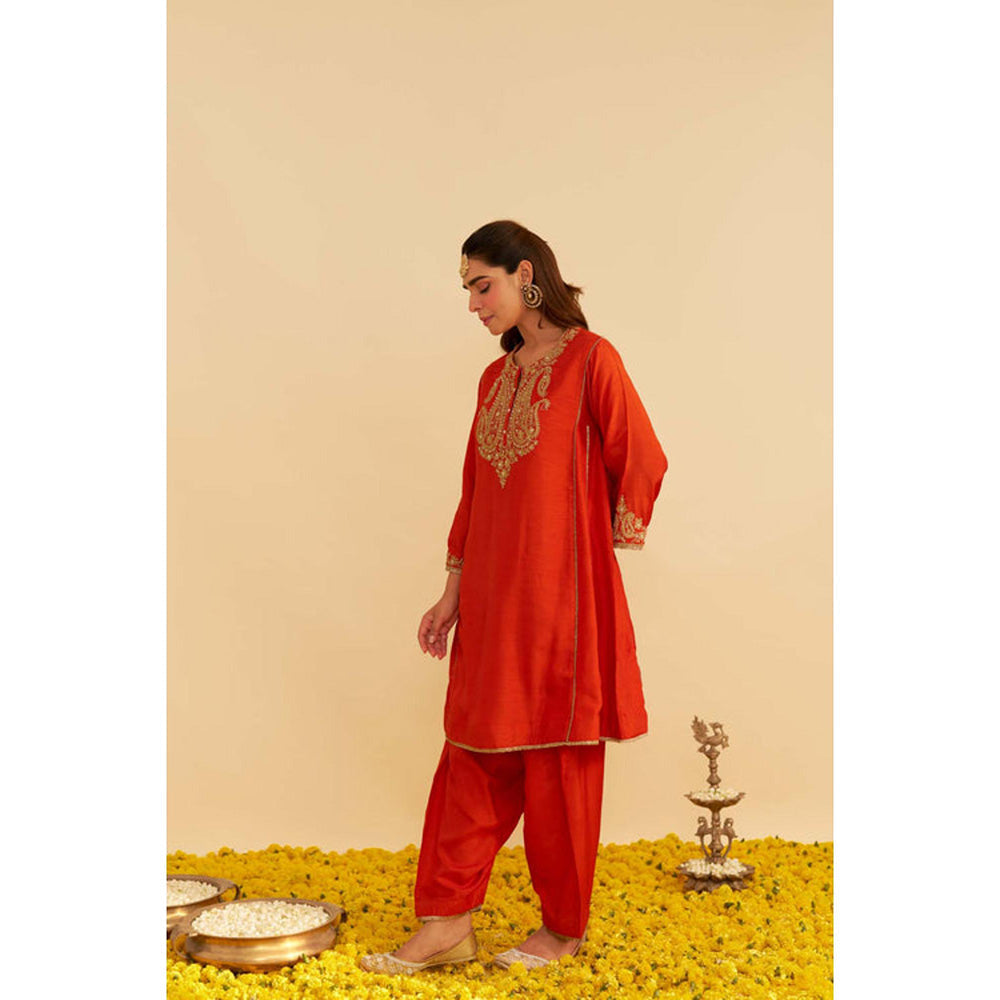 Sheetal Batra Ayra - Burnt Orange Short Chauga With Salwar And Dupatta