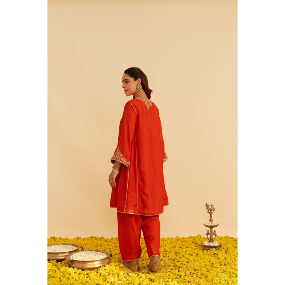 Sheetal Batra Ayra - Burnt Orange Short Chauga With Salwar And Dupatta