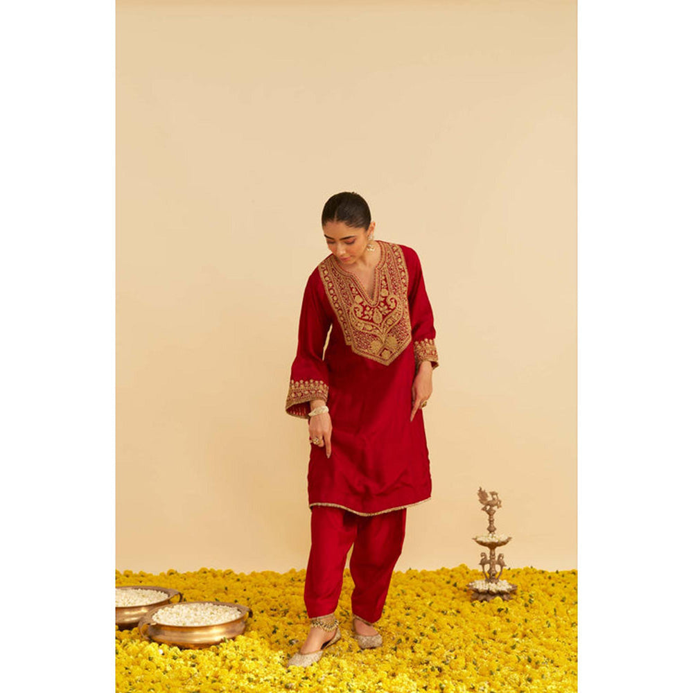 Sheetal Batra Mehza - Deep Red Short Chauga With Salwar