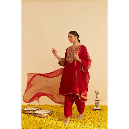 Sheetal Batra Mehza - Deep Red Short Chauga With Salwar