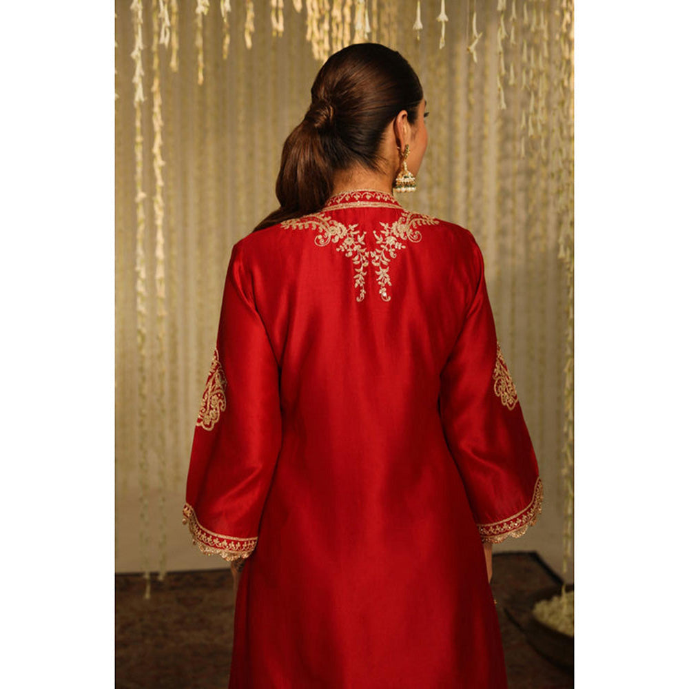 Sheetal Batra Gulbano - Deep Red Short Kurta With Dhoti And Dupatta