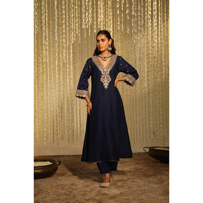 Sheetal Batra Mysha - Deep Blue Long Choga With Salwar