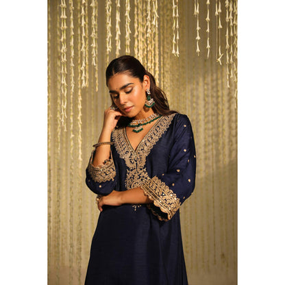 Sheetal Batra Mysha - Deep Blue Long Choga With Salwar