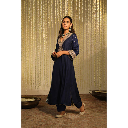 Sheetal Batra Mysha - Deep Blue Long Choga With Salwar And Dupatta