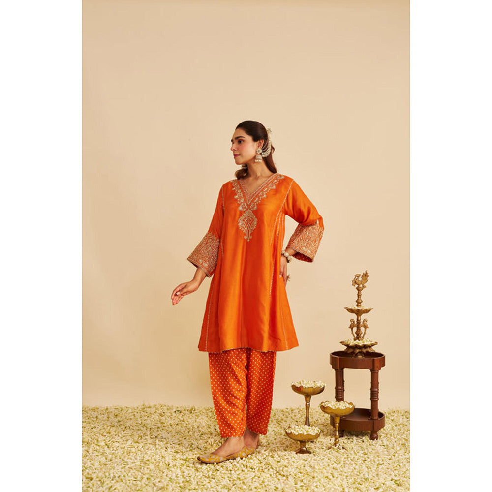 Sheetal Batra Niyah - Orange Short Chauga With Salwar And Dupatta