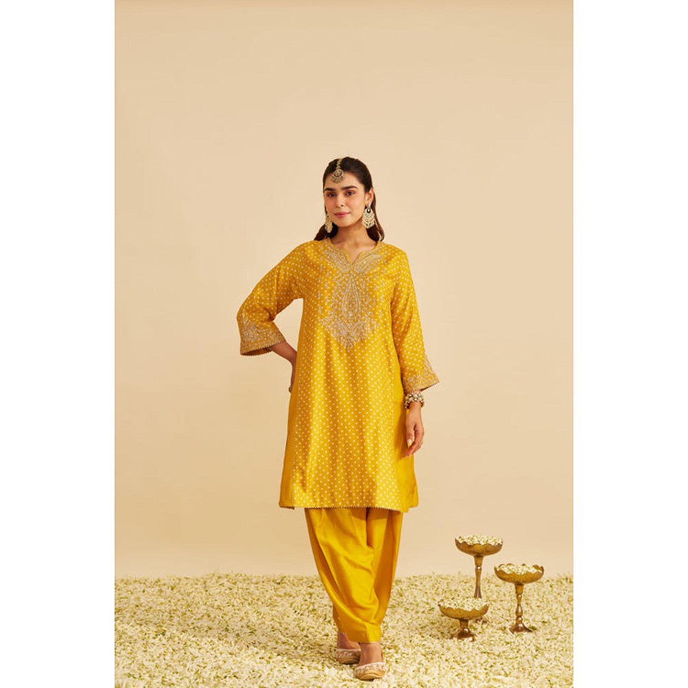 Sheetal Batra Kayra - Mustard Short Gathered Chauga With Salwar And Dupatta
