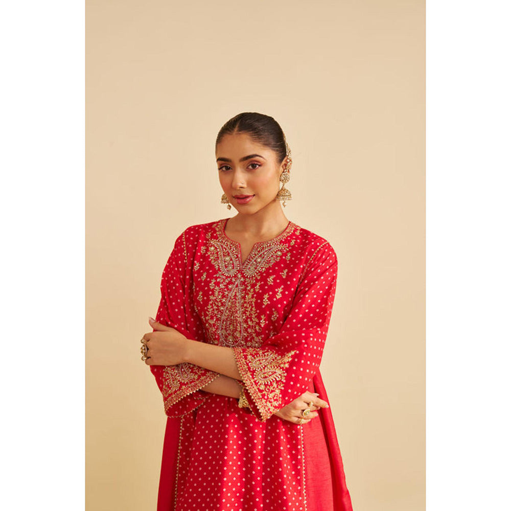 Sheetal Batra Kayra - Red Short Gathered Chauga With Salwar And Dupatta