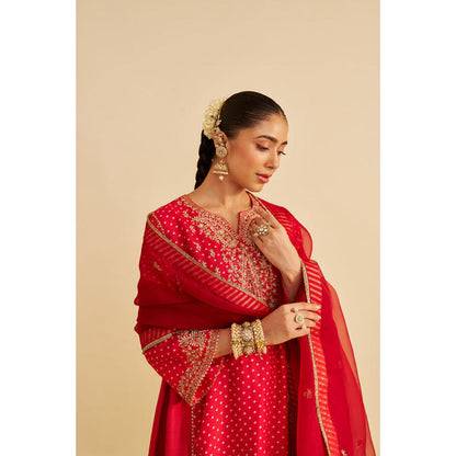 Sheetal Batra Kayra - Red Short Gathered Chauga With Salwar