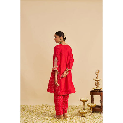 Sheetal Batra Jeriah - Red Short Chauga With Salwar