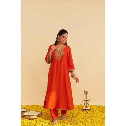 Sheetal Batra Haayat - Burnt Orange Long Kaftan With Salwar And Dupatta