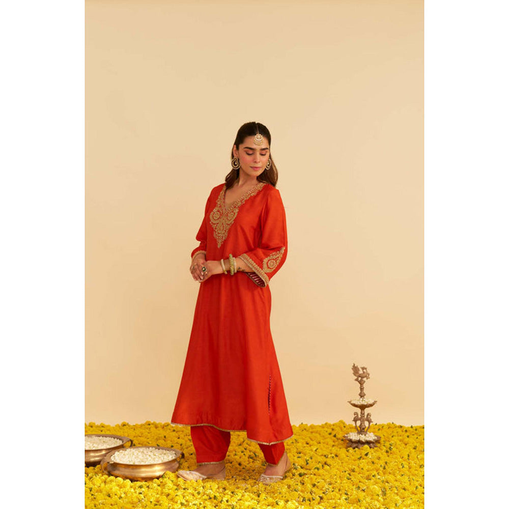 Sheetal Batra Haayat - Burnt Orange Long Kaftan With Salwar And Dupatta