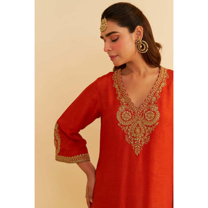 Sheetal Batra Haayat - Burnt Orange Long Kaftan With Salwar And Dupatta