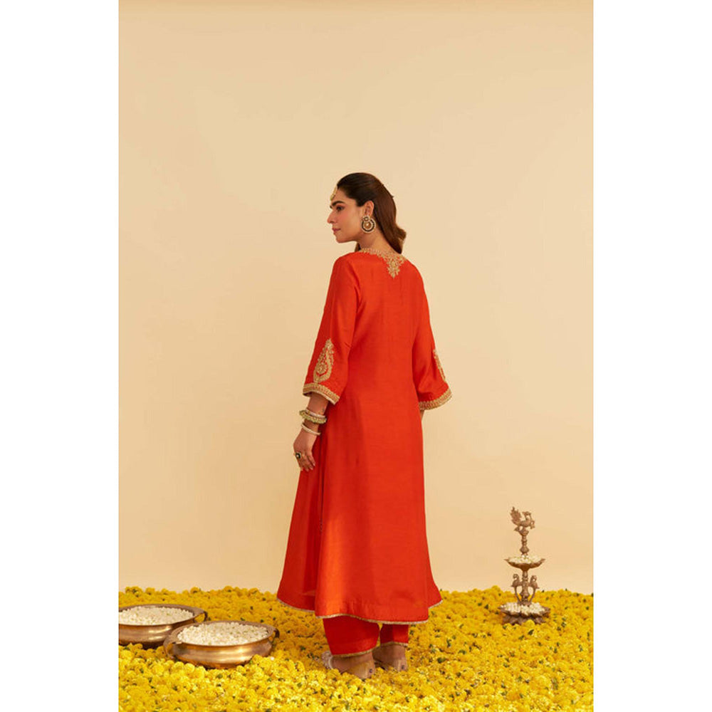 Sheetal Batra Haayat - Burnt Orange Long Kaftan With Salwar And Dupatta