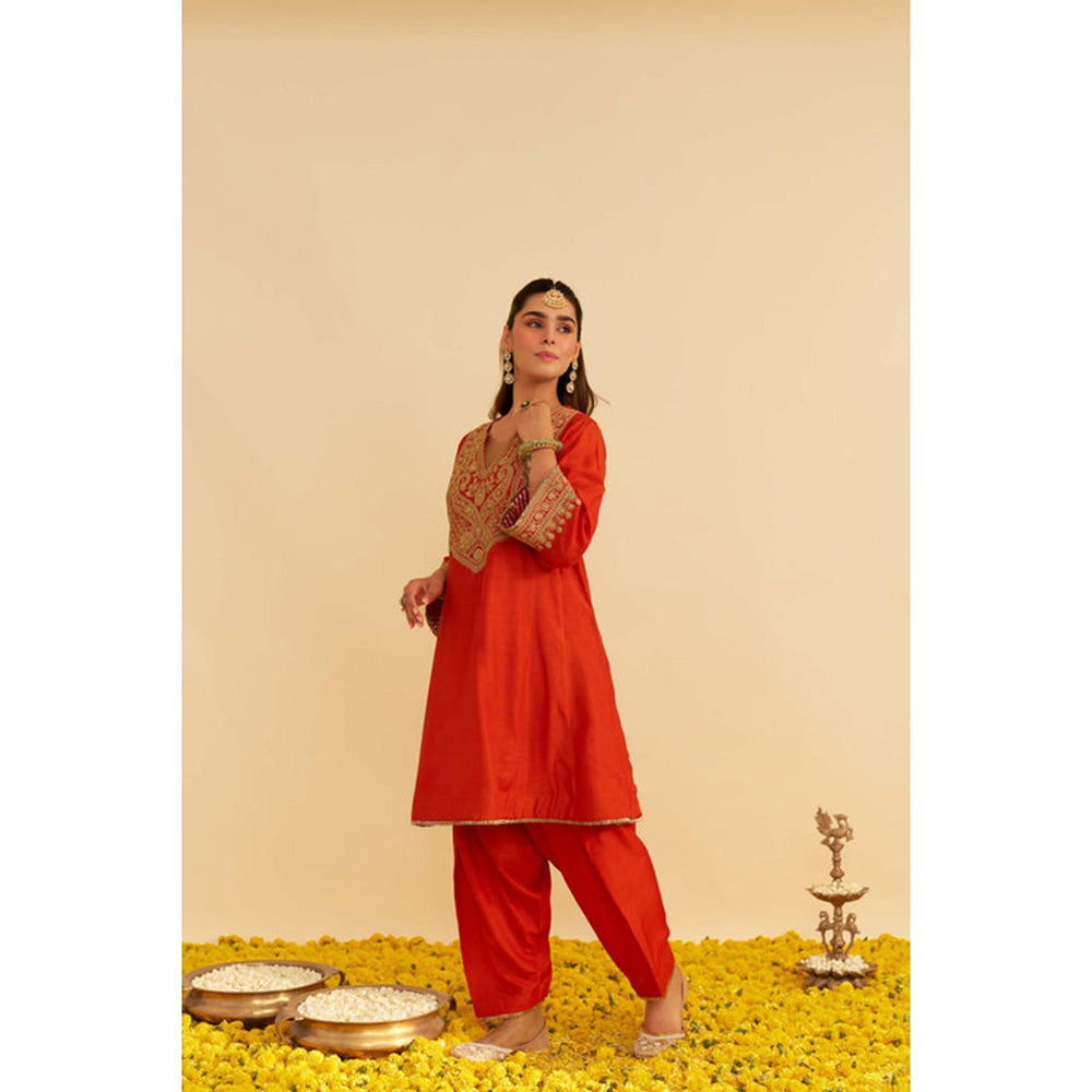 Sheetal Batra Mehza - Burnt Orange Short Chauga With Salwar