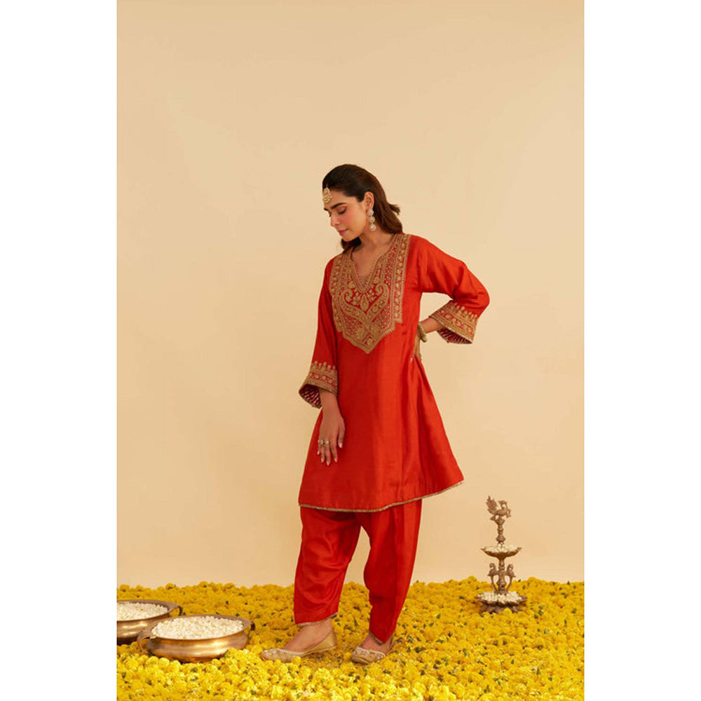 Sheetal Batra Mehza - Burnt Orange Short Chauga With Salwar