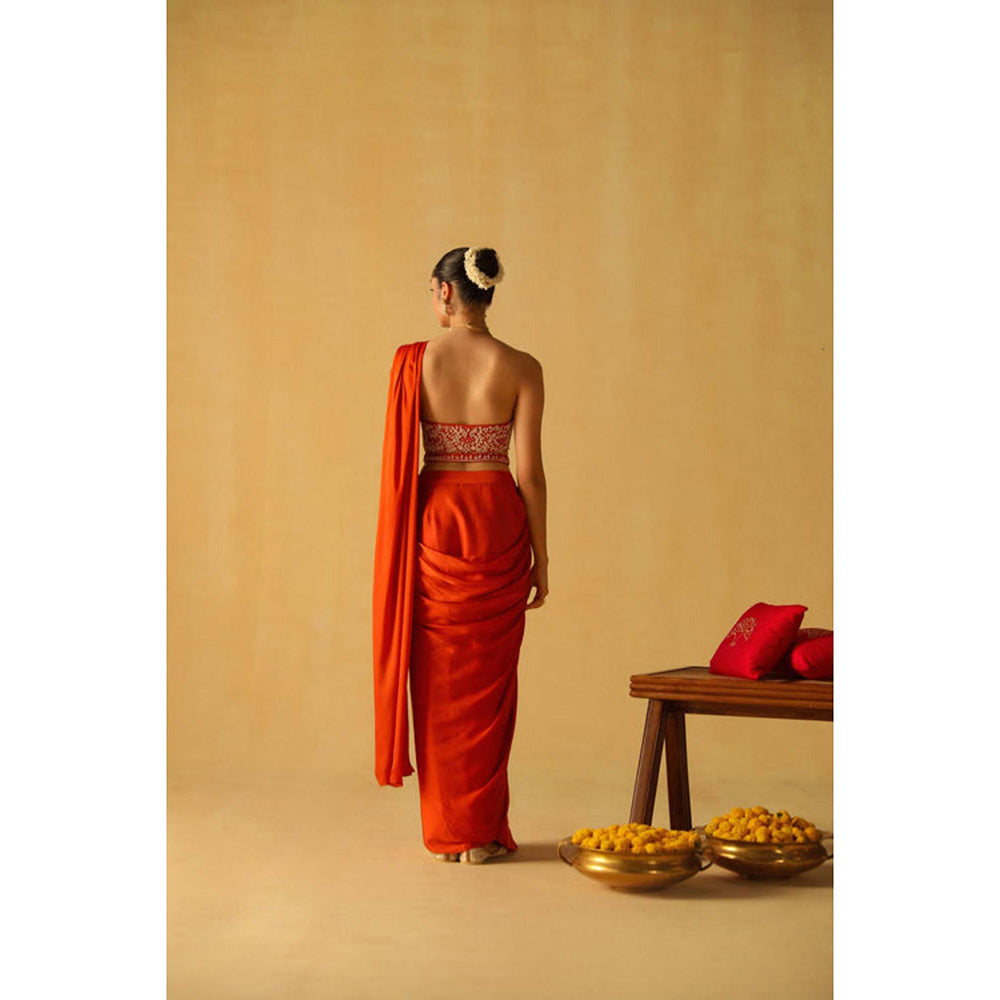 Sheetal Batra Rumaan Saree With Stitched Blouse And Belt