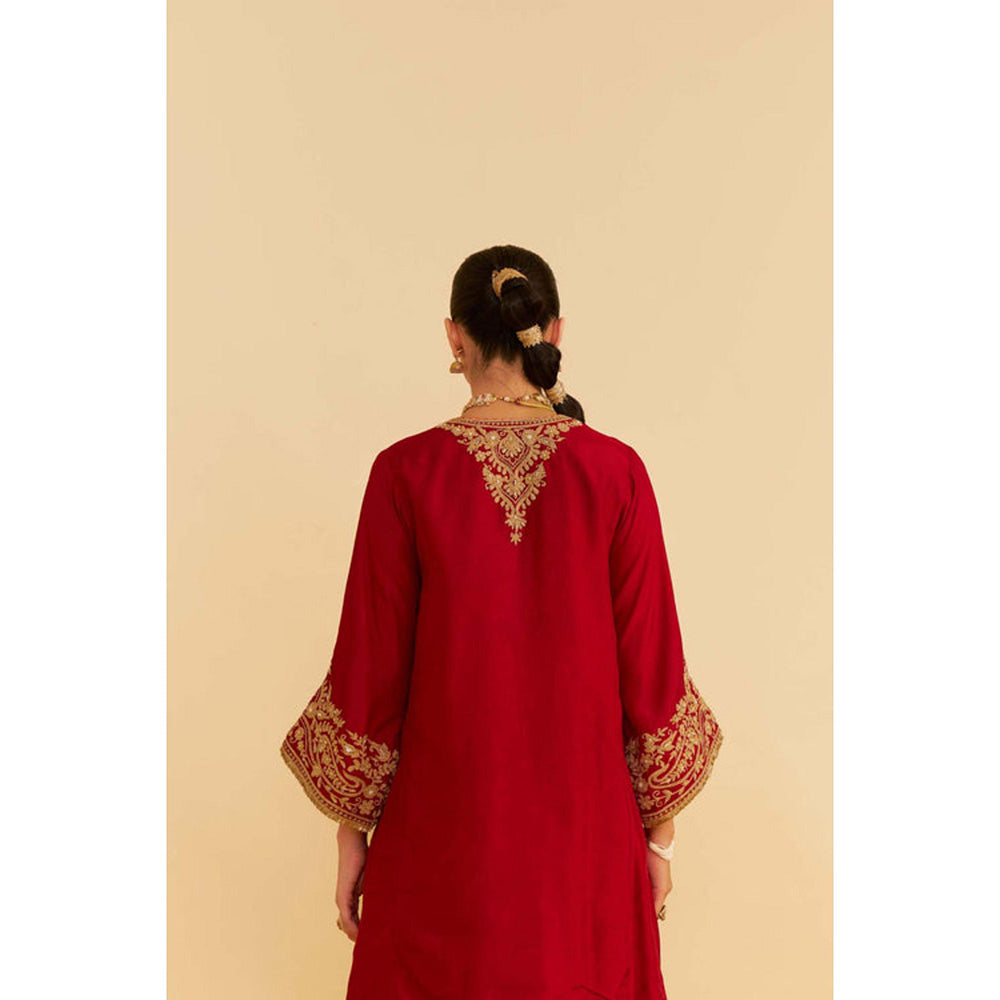 Sheetal Batra Marwa - Deep Red Short Chauga With Salwar And Dupatta (Lxrts)