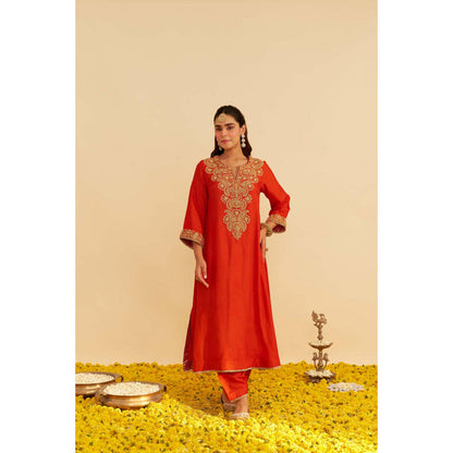 Sheetal Batra Hiba - Burnt Orange Long Kaftan With Salwar