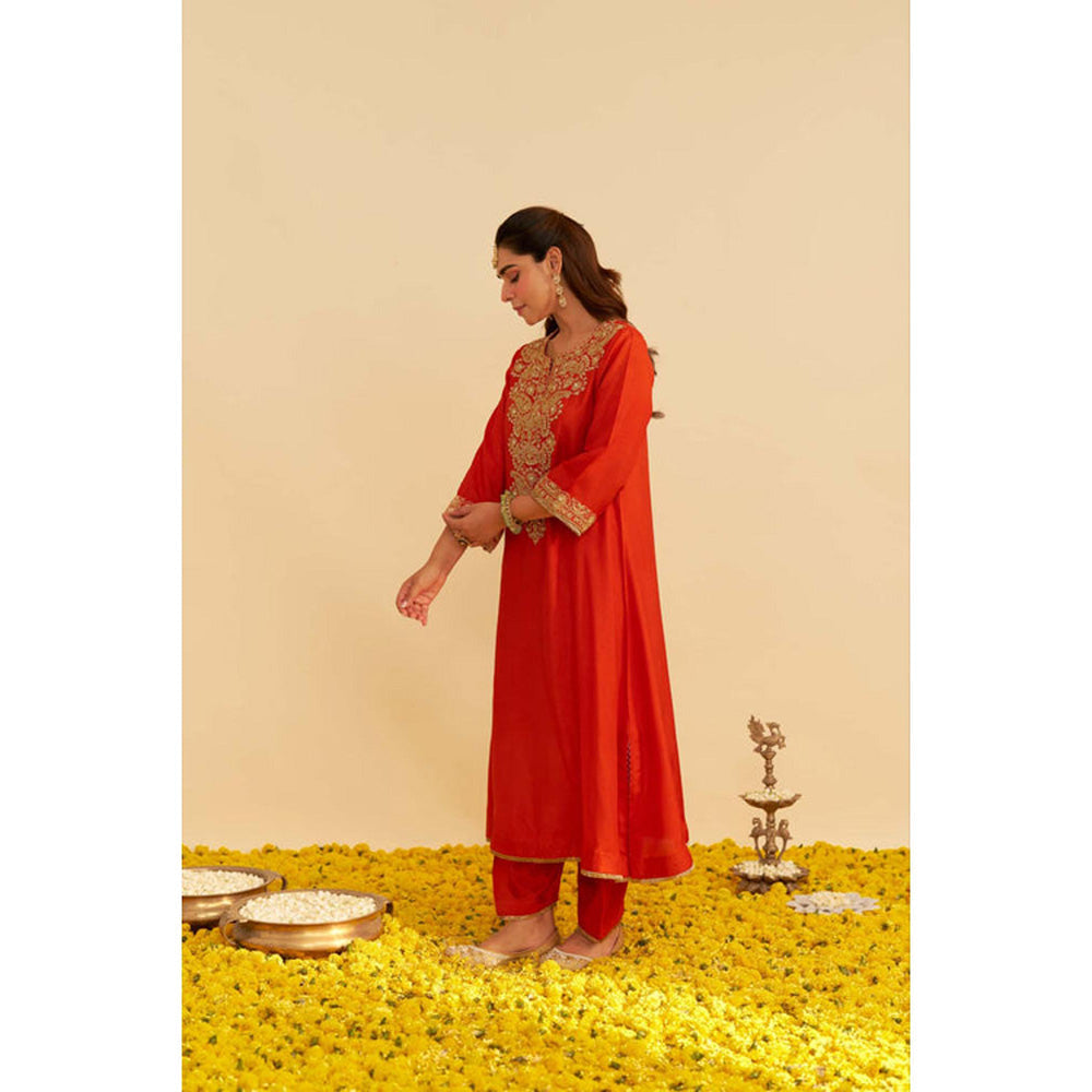 Sheetal Batra Hiba - Burnt Orange Long Kaftan With Salwar