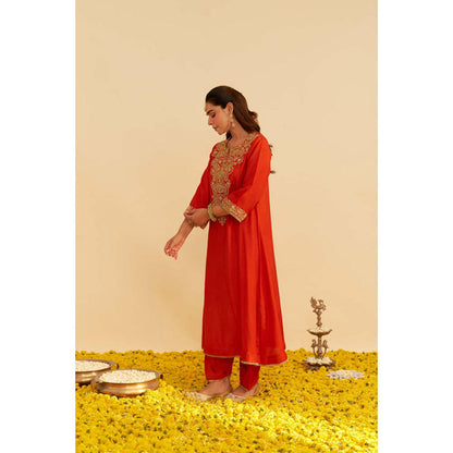 Sheetal Batra Hiba - Burnt Orange Long Kaftan With Salwar