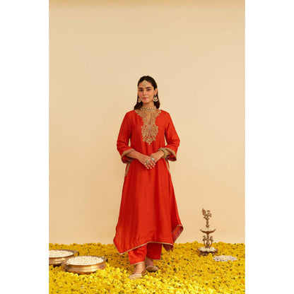Sheetal Batra Amaya - Burnt Orange Long Kaftan With Salwar And Dupatta