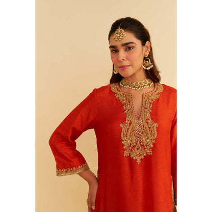 Sheetal Batra Amaya - Burnt Orange Long Kaftan With Salwar And Dupatta